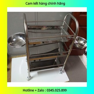 Xe đẩy đồ inox - kèm 2 bát -Thiết bị spa giá tốt