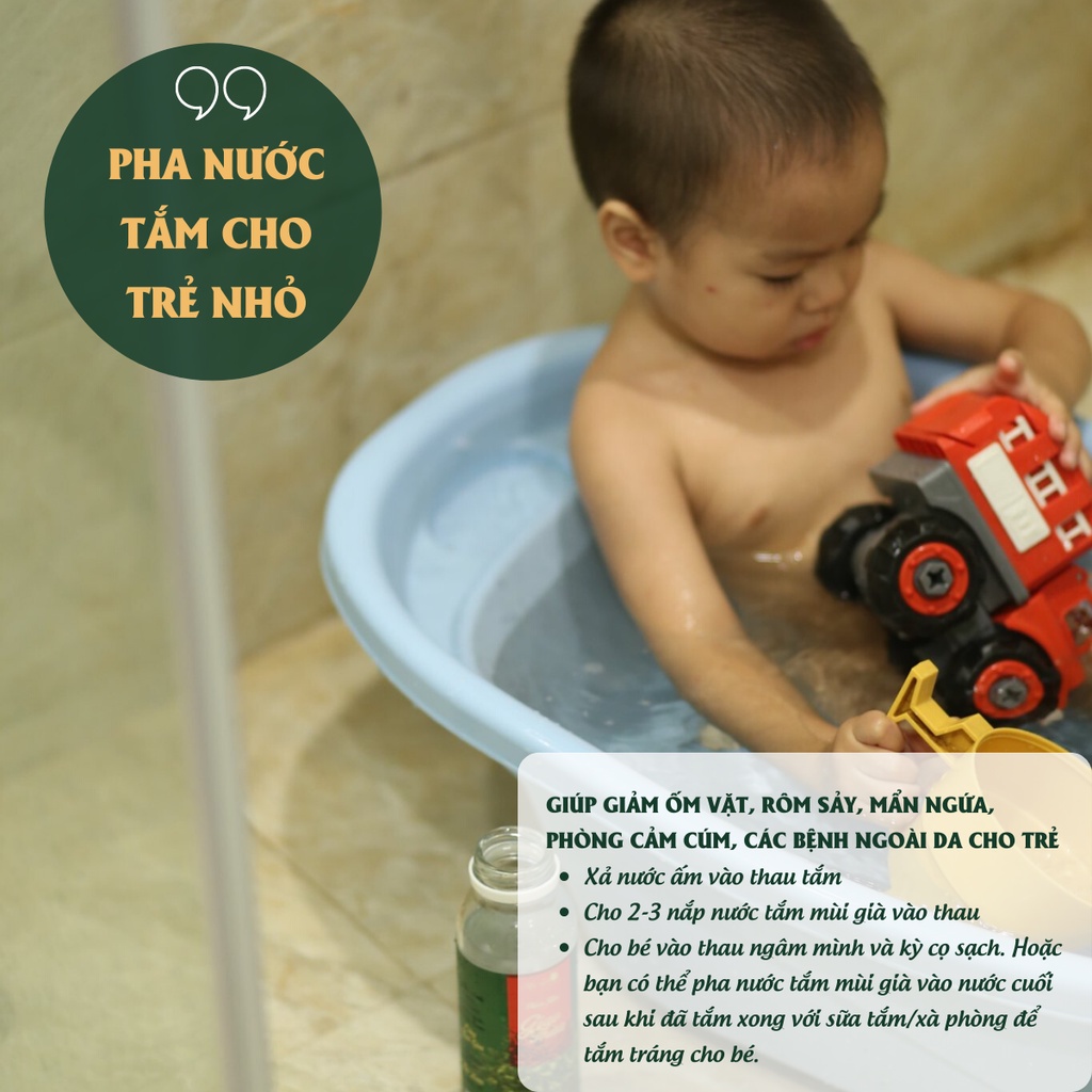 Nước Tắm Giao Thừa Mùi Già MỘC HƯƠNG Dùng Pha Nước Tắm, Xông Đường Hô Hấp Giúp Làm Sạch, Tốt Cho Hô Hấp 350ml