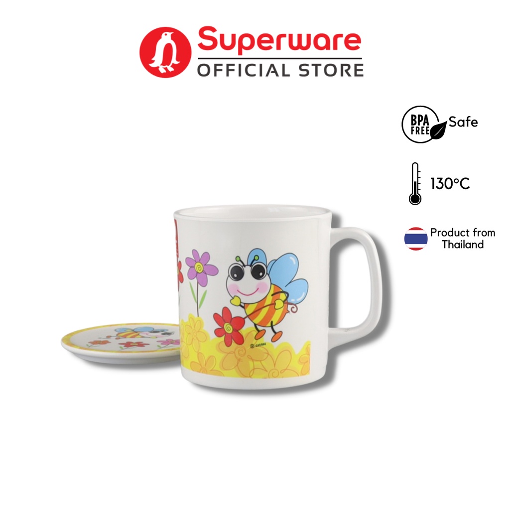 Ly Có Nắp Họa Tiết Bobby Bee Dễ Thương 100% Melamine | Superware Thái Lan | CL342-3.5