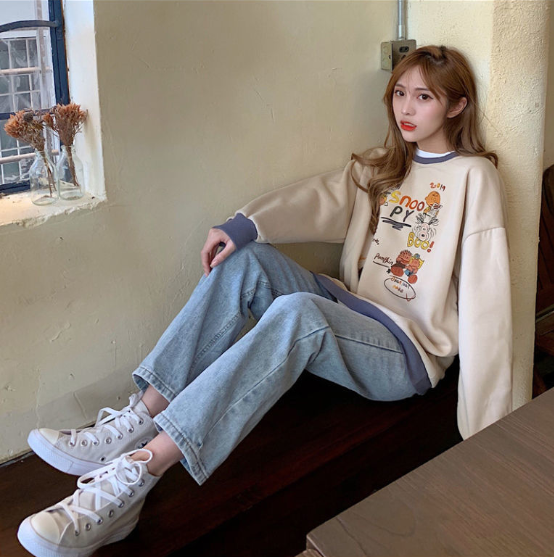 Áo Nỉ Nữ Dài Tay Có Mũ Thời Trang Hàn