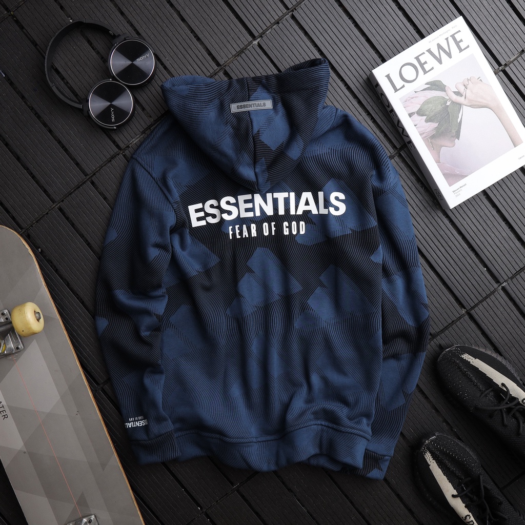 Áo hoodie Essential họa tiết chất cotton nỉ da cá mềm mại không xù lông thấm hút mồ hôi thoáng khí form vừa vặn