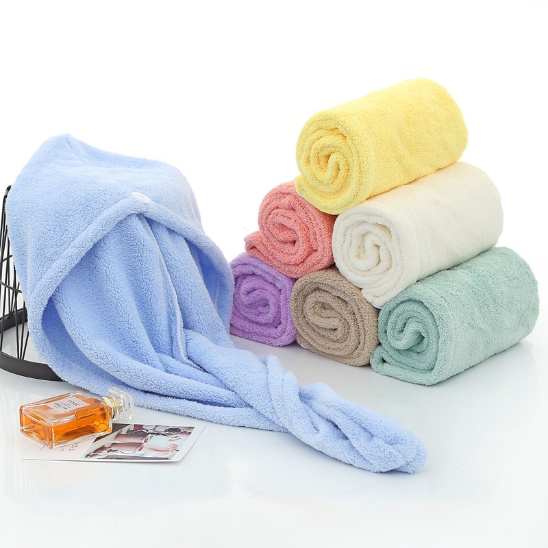 Khăn quấn tóc lau khô siêu tốc loại dày 2 lớp HAKY016, khăn lau đầu lông cừu mềm siêu thấm giúp tóc mau khô 25x65cm