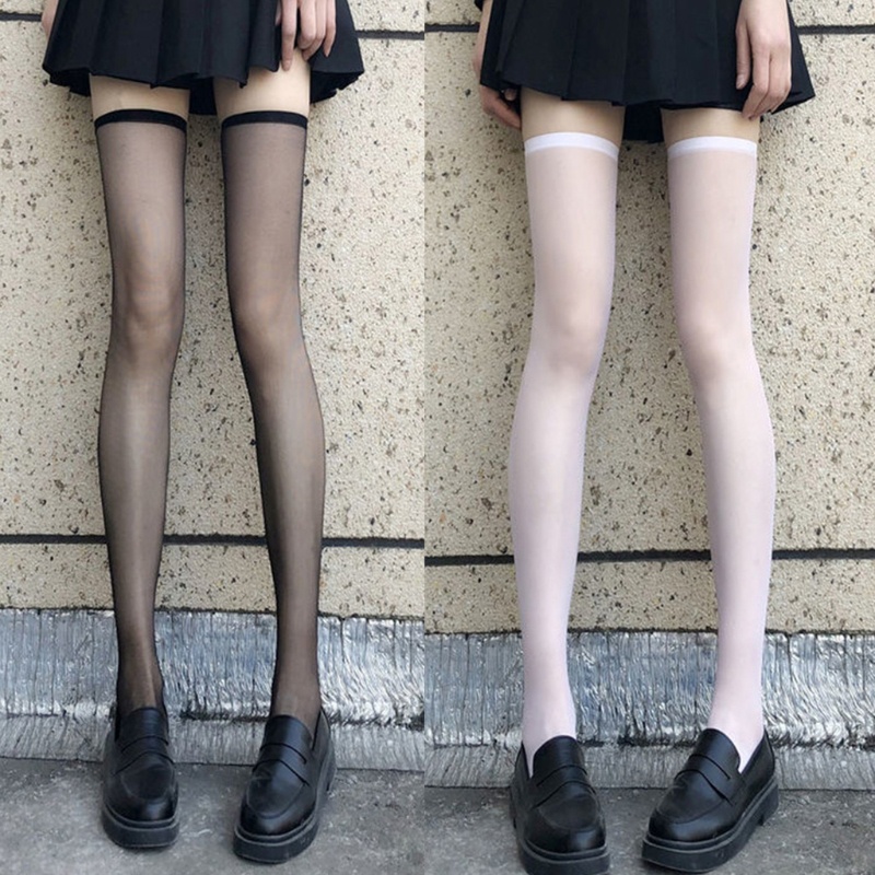 Youyo Vớ Dài Qua Gối Vải Lụa Xuyên Thấu Siêu Mỏng Phong Cách Harajuku Lolita Mùa Hè Cho Nữ