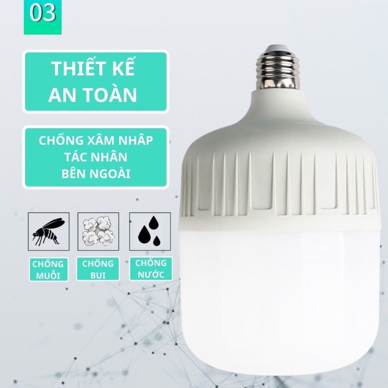 Bóng đèn LED trụ 5W 10W 15W 20W 30W 40W 50W 65W LINH PHI siêu sáng tiết kiệm điện, a/s trắng, Bảo hành đổi mới 6 tháng