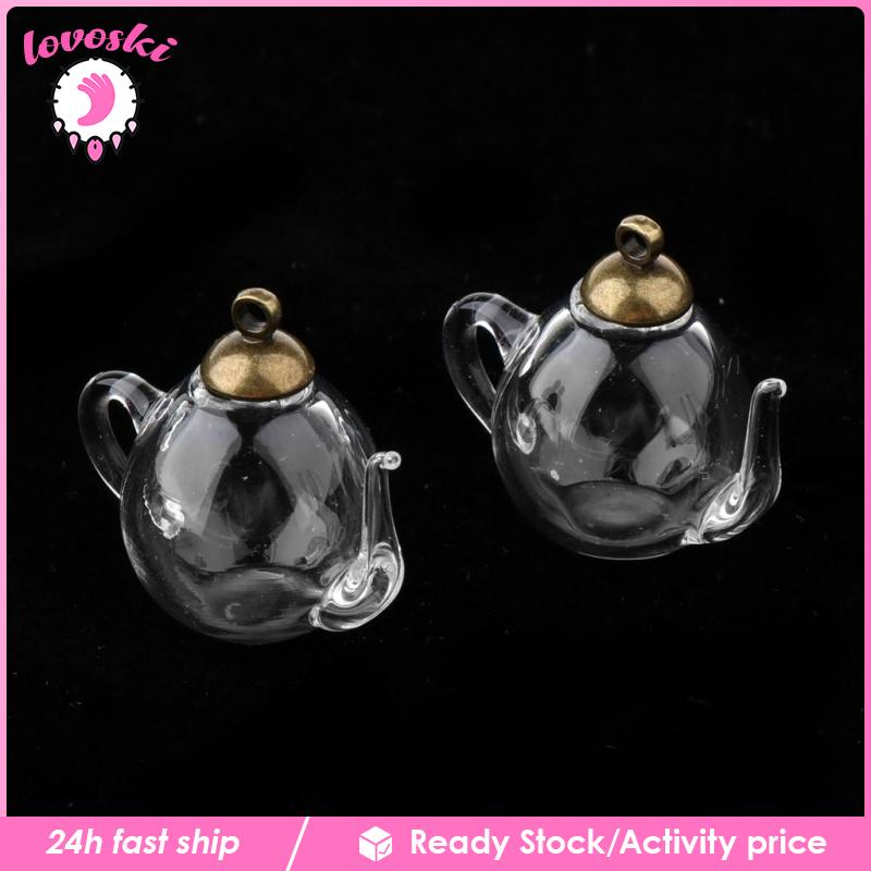 Set 2 Bình Điều Ước Trà Mini Bằng Thủy Tinh Rỗng Màu Vàng Kim Thủ Công