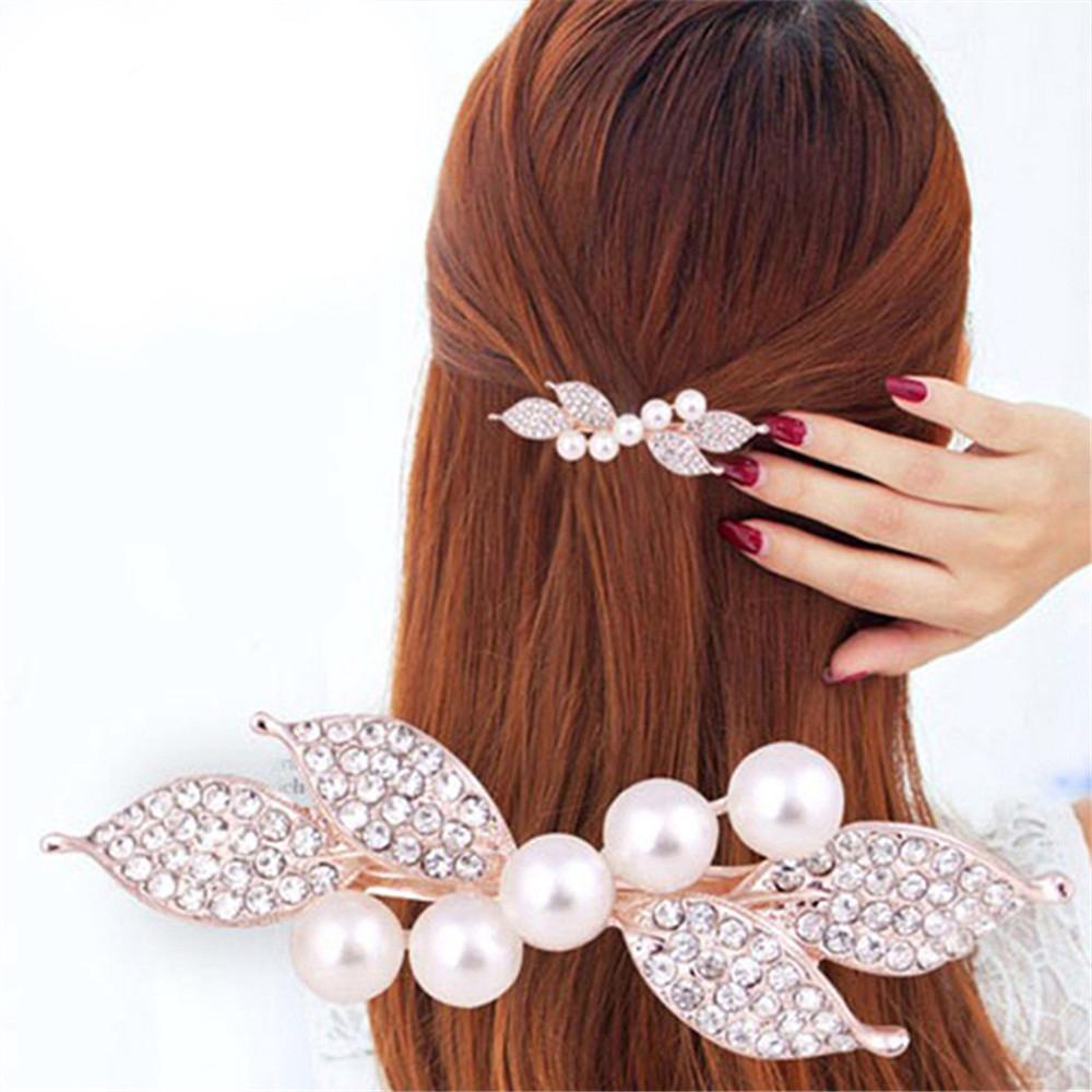 MXKJING   Băng đô cài tóc đính hạt giả ngọc trai