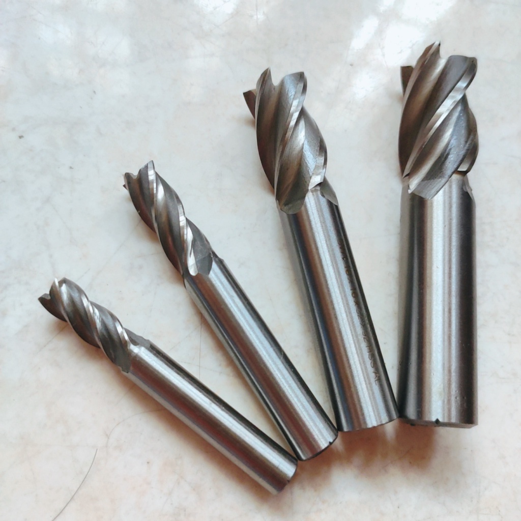 Mũi Phay 4 Rãnh 3-16mm, chất liệu thép gió, chuôi trụ