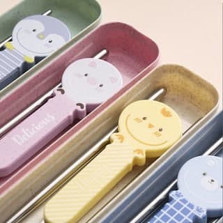 Bộ Thìa Đũa Hoạt Hình Cho Bé Yêu Bằng Inox