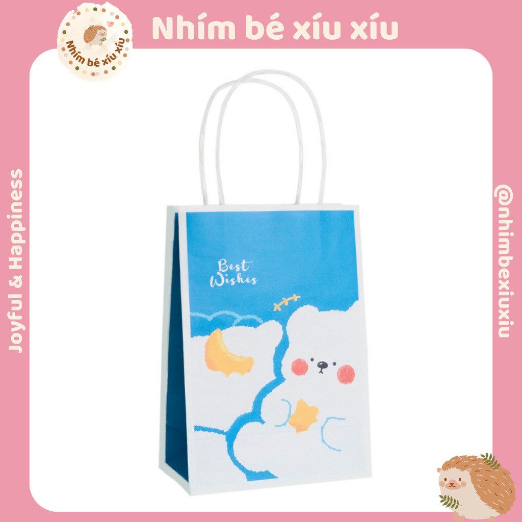 Túi giấy đựng quà tặng có quai xách họa tiết hoạt hình Hàn Quốc dễ thương VT52 | BigBuy360 - bigbuy360.vn
