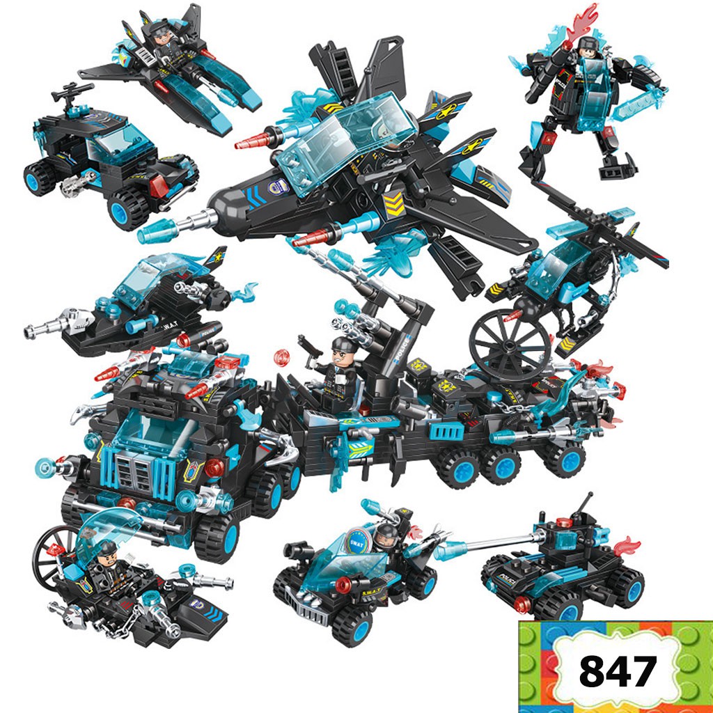 Bộ lắp ráp Lego cảnh sát đặc nhiệm tinh nhuệ 8 trong 2 đồ chơi xếp hình trẻ em với 847 mảnh ghép