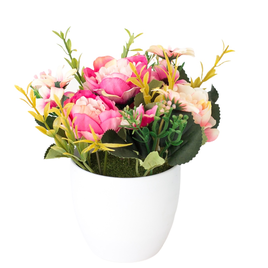 Chậu hoa nhân tạo nhiều màu sắc trang trí nhà ở đẹp mắt