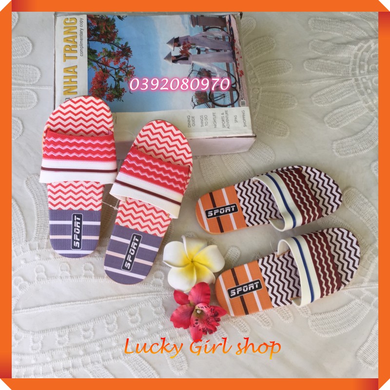 Dép Nữ Quai Ngang Kẻ Sọc Đế Đúc PVC Size 36-40 - Hàng Nhập Quảng Châu - Lucky Girl shop