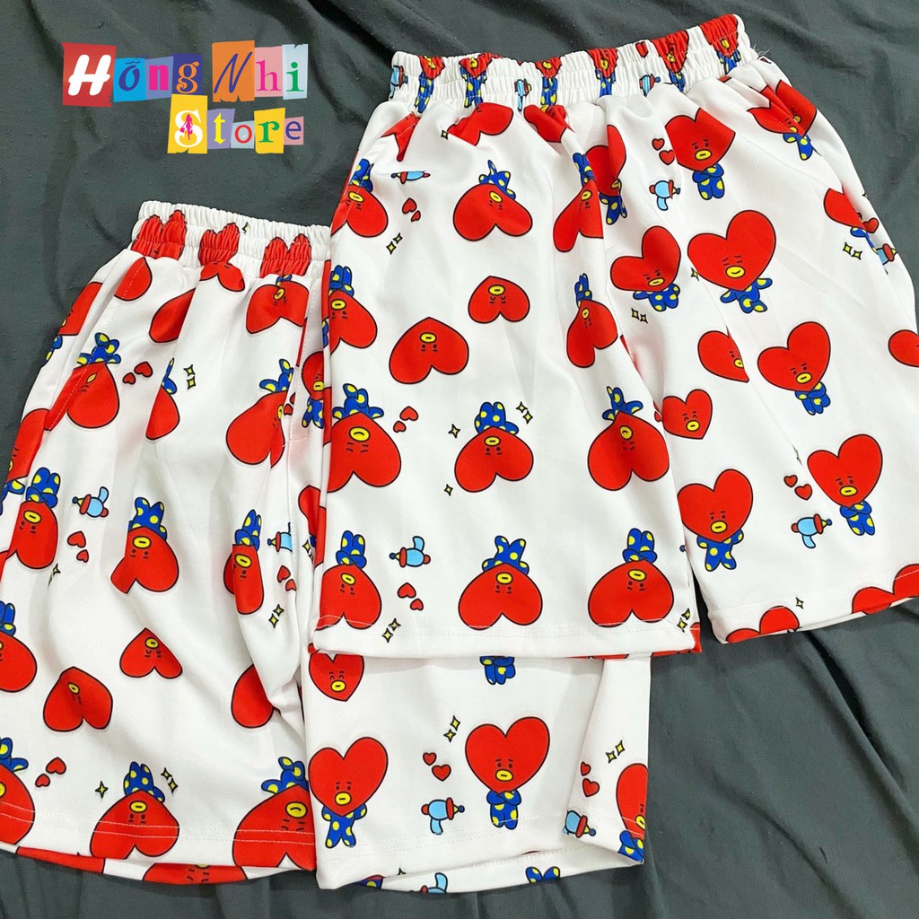 Quần Đùi Hoạt Hình Trái Tim Short Cartoon Oversize Ulzzang Unisex Dáng Rộng - MM