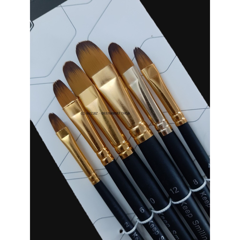 [ TÂM TÂM ]-Bộ cọ đầu oval Keep smiling A6118Z (bộ 6 cây)-