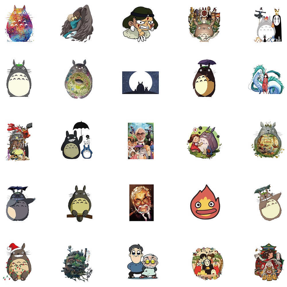 Set 50 miếng dán In194 cao cấp , Sticker dán chống thấm nước - 6-8CM - Totoro