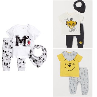 Set 3 chi tiết kèm yếm cổ HM 1-6Y (áo cộc, quần dài, yếm cổ)
