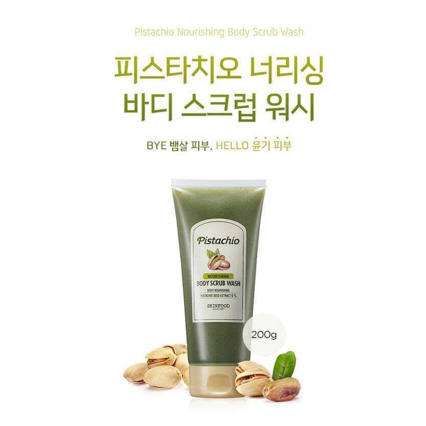 Sữa tắm tẩy tế bào chết SKINFOOD PISTACHIO NOURISHING BODY SCRUB WASH 200g