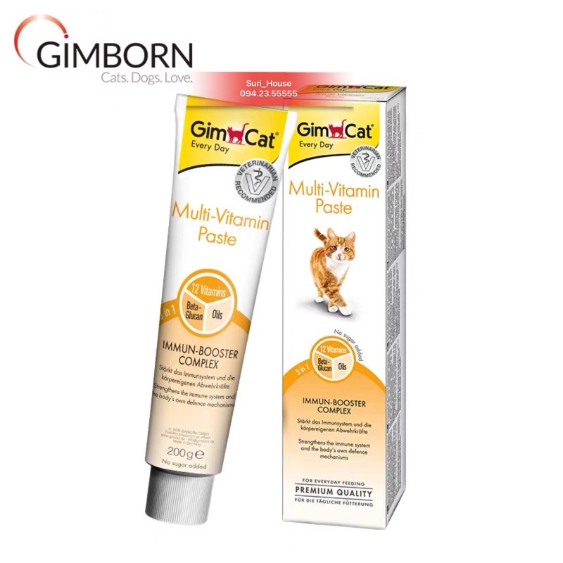 Gel Gimcat 12 Vitamin Gel dinh dưỡng cho mèo hỗ trợ tăng cường hệ miễn dịch Surica GG01 (200g)