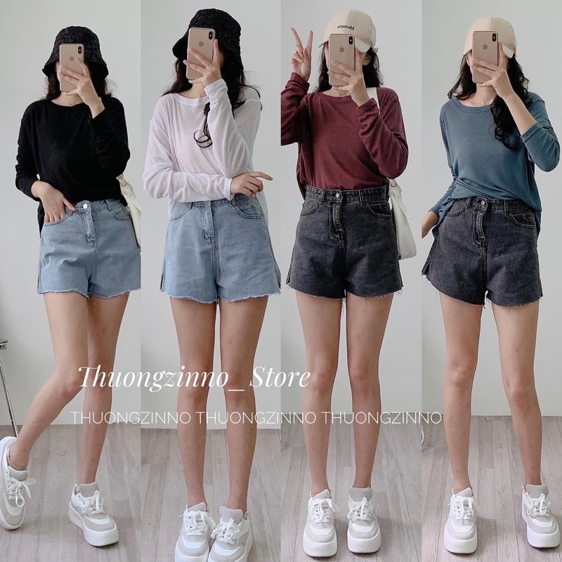 [Hàng Quảng Châu]Áo phông giấy 203 hàng Quảng Châu mềm đẹp Áo phông giấy dài tay form rộng dáng mới