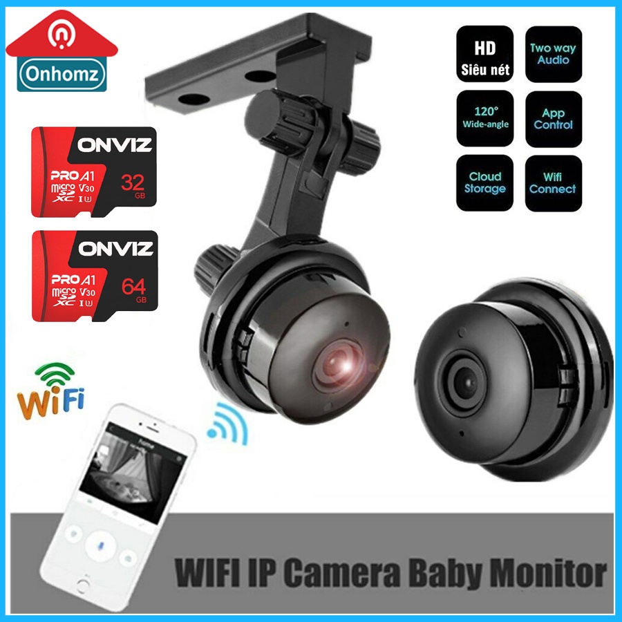 [Freeship⚡️]Camera giám sám sát không Dây V380 PRO - Hồng ngoại Quan sát ban đêm / Thẻ nhớ 32GB/ Thẻ nhớ 64GB