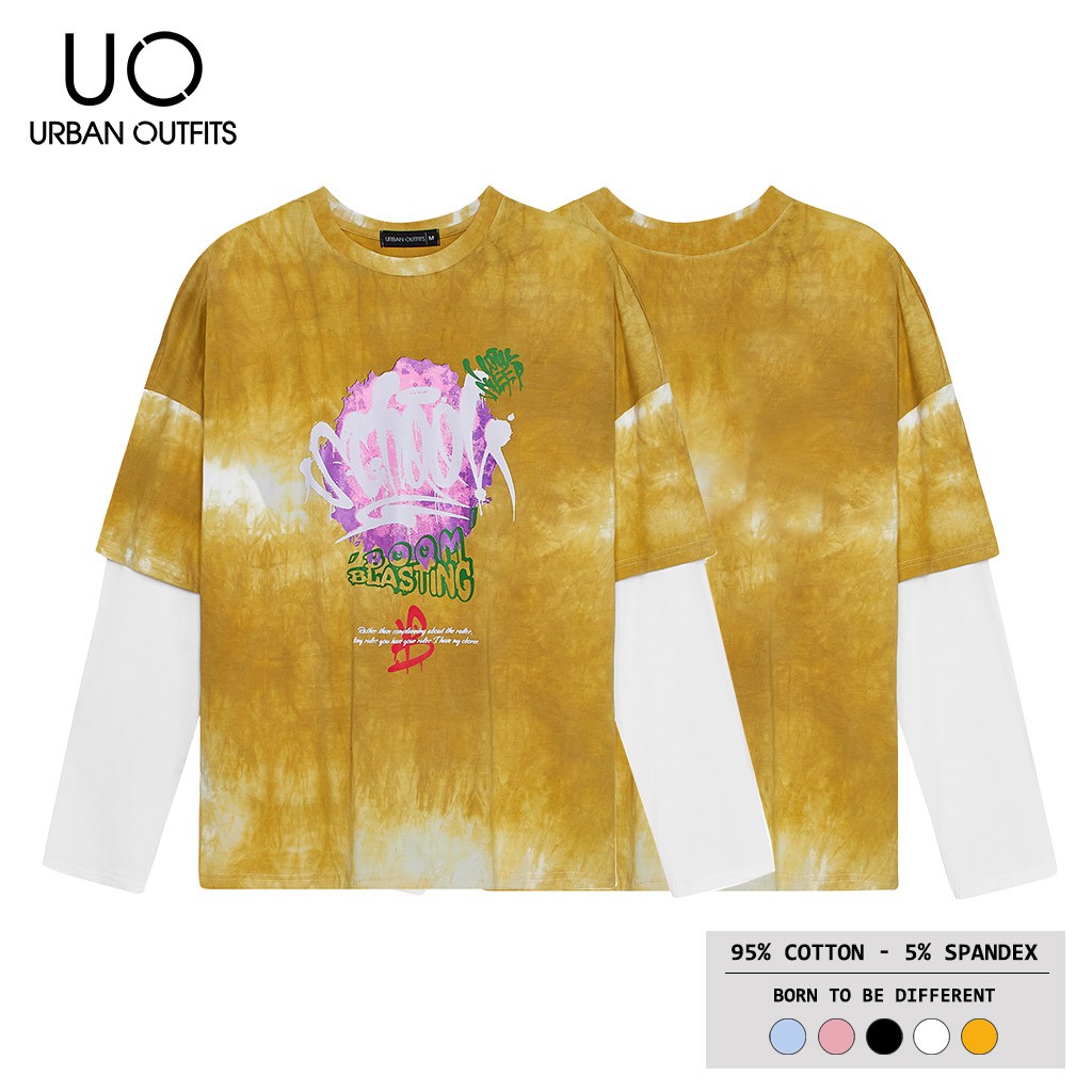 Hàng OUTLET 3 Màu TDO08 Áo Thun Tay Dài Phối Nam Nữ Form Rộng URBAN OUTFITS Loang Màu SCHOOL 100 Cotton 4 Chiều | BigBuy360 - bigbuy360.vn