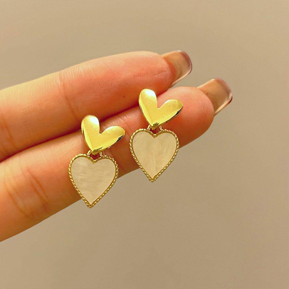 MOCHO Đôi Khuyên Tai Hình Trái Tim Phong Cách Vintage Thời Trang Cho Nữ