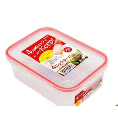 Hộp nhựa kín viền silicon có khóa INOMATA | Hộp đựng thức ăn Nhật Bản chịu nhiệt độ cao và sử dụng được trong lò vi sóng