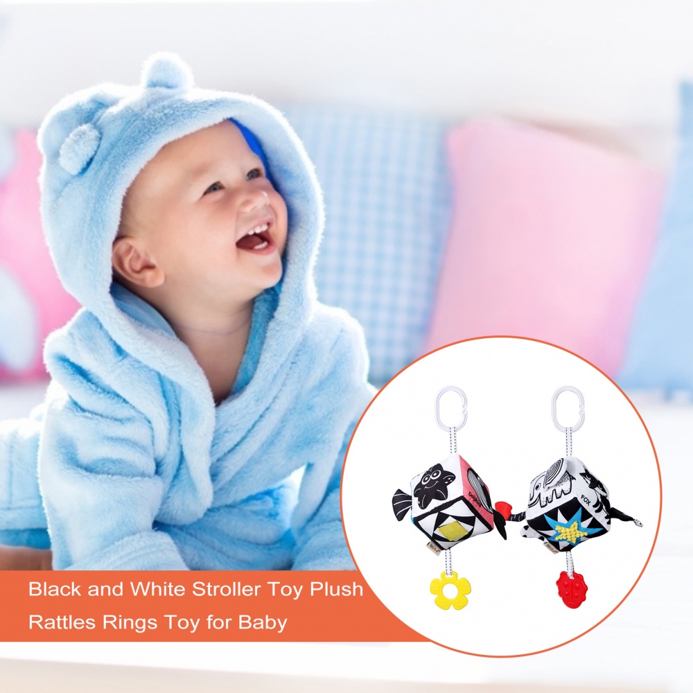 Đồ chơi treo xe đẩy màu đen và trắng cho trẻ sơ sinh từ 0-12 tháng tuổi