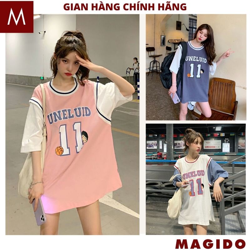 Áo thun nữ bóng chày thể thao số 11 ,áo sơn tùng mtv dáng suông rộng form dấu quần chất cottong phông -MAGIDO