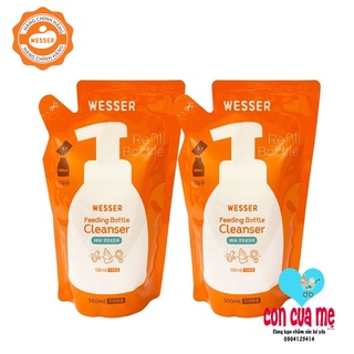 [Mẫu mới Date 2025] Chai/Túi nước rửa bình sữa Wesser 500ml