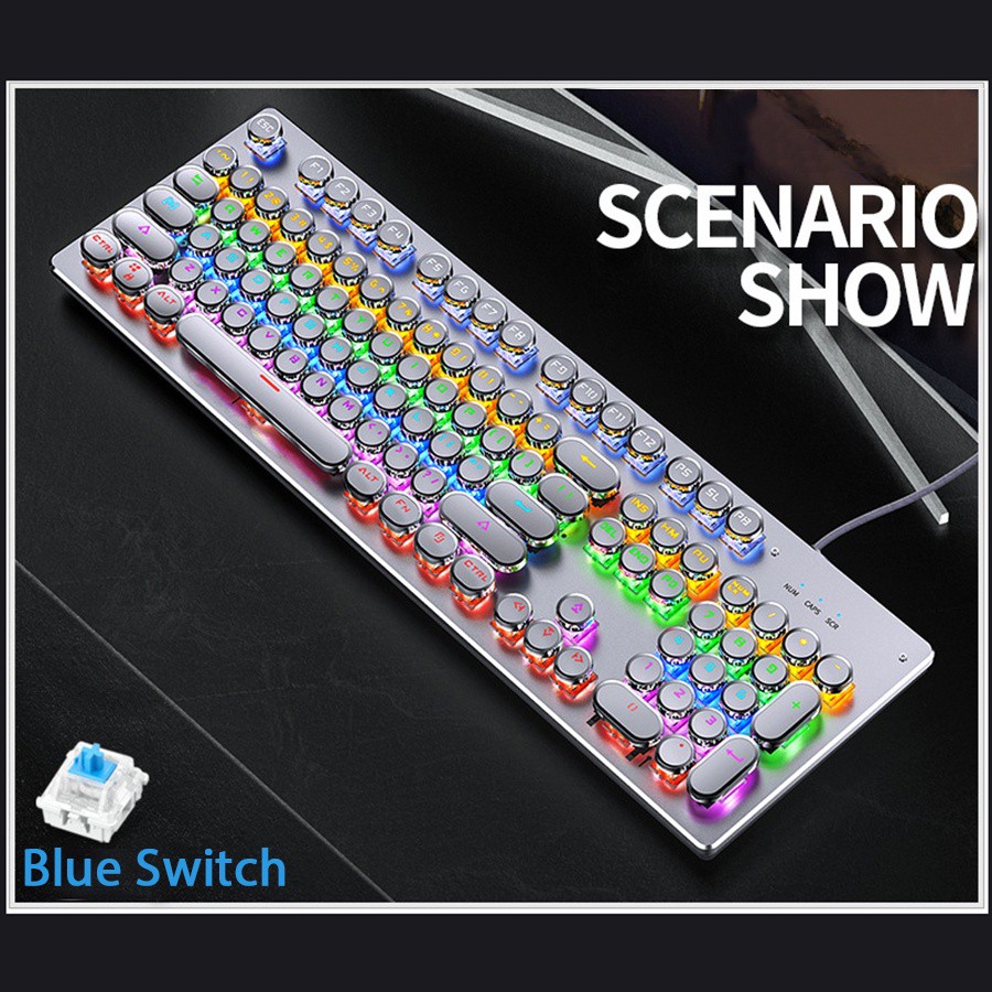 Bàn phím cơ Latope bàn phím gaming nút tròn dễ thương Full LED RGB T907