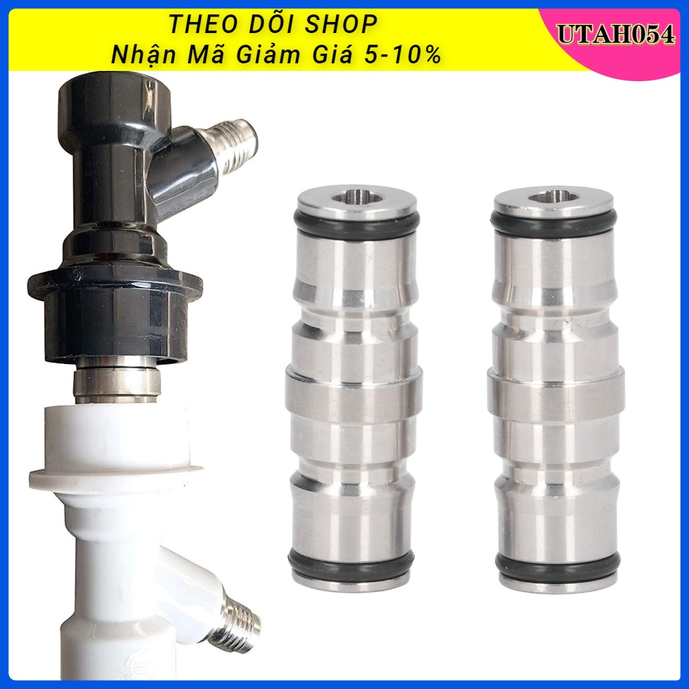 Hàng HOT 2 Pcs Cút nối dây hơi đầu nối nhanh khí nén thép không gỉ Bền Homebrew Bia Keg Khóa bóng 【Utah054】