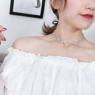 Vòng cổ nữ choker bạc lượn sóng sang chảnh