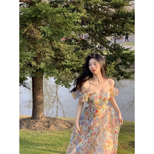 Váy maxi hoạ tiết hoa lá hàng qccc( hàng order) đủ 3 size