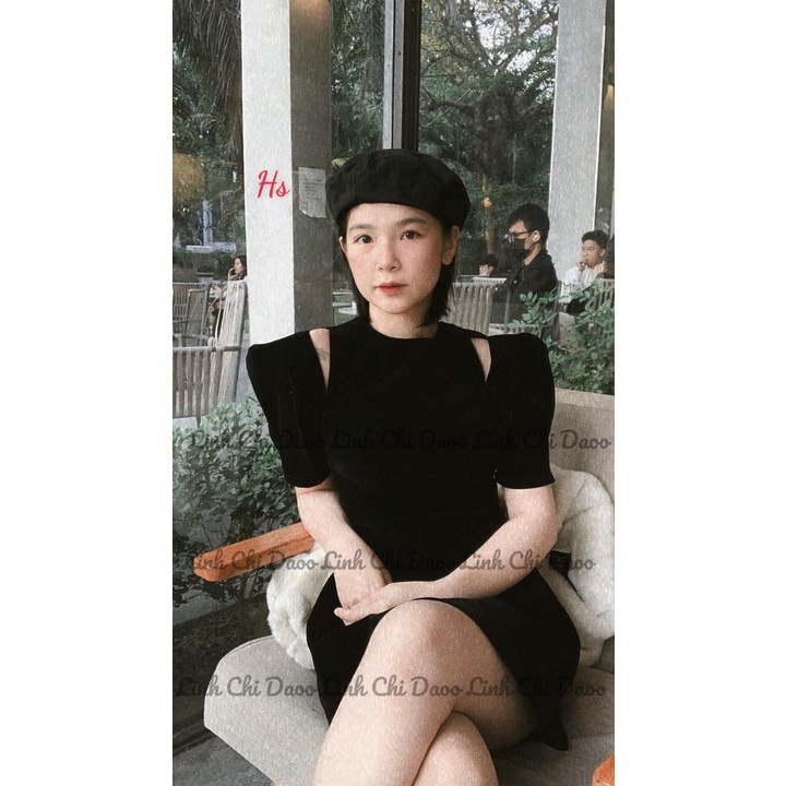 Váy Nhung Khoét Vai Tay Bồng Hottrend Sang Xịn Mịn Hàng Loại 1 Wild.Goute SP000904
