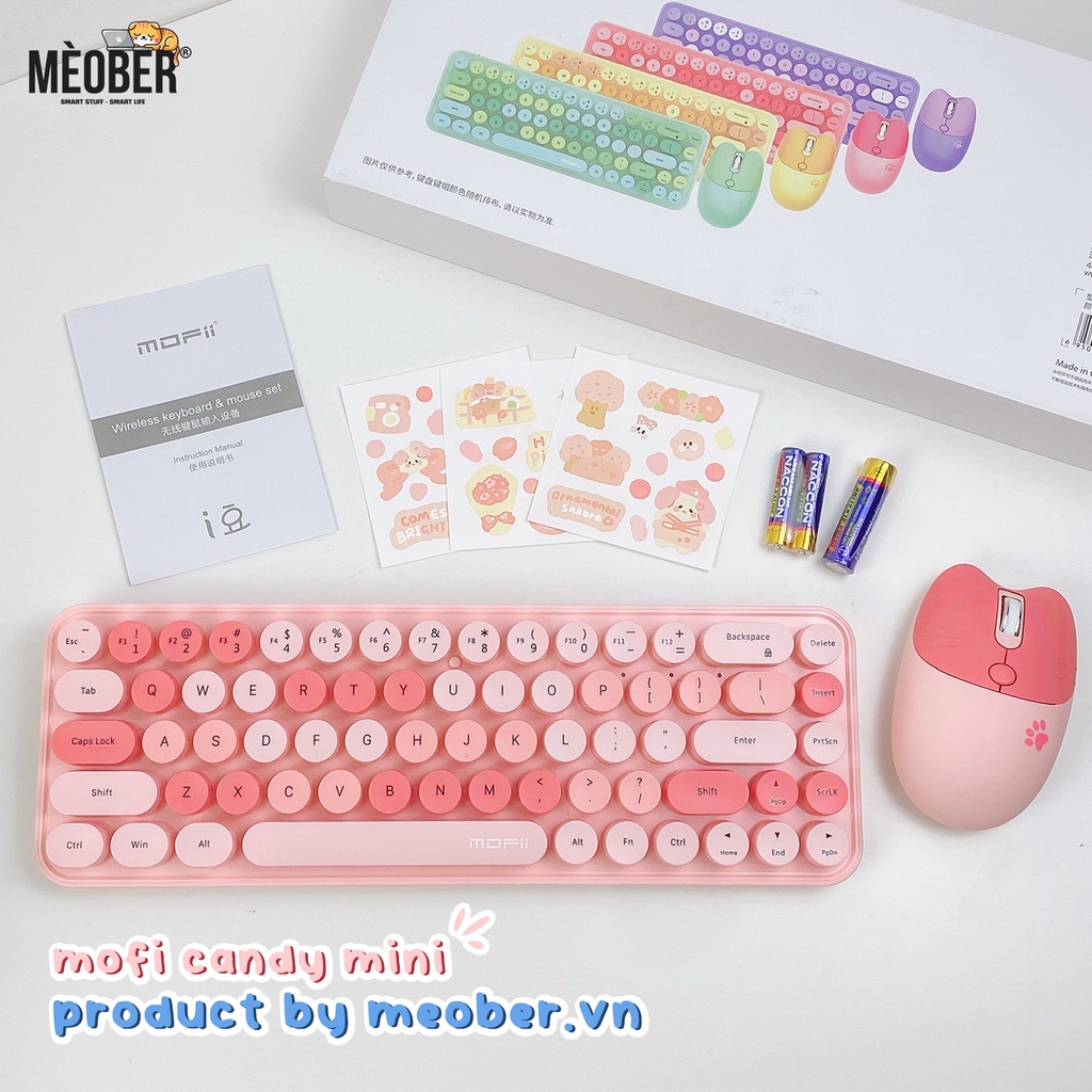 Bộ bàn phím không dây & chuột Silent MOFII �Candy Mini dành cho Laptop, i pad, PC v.v