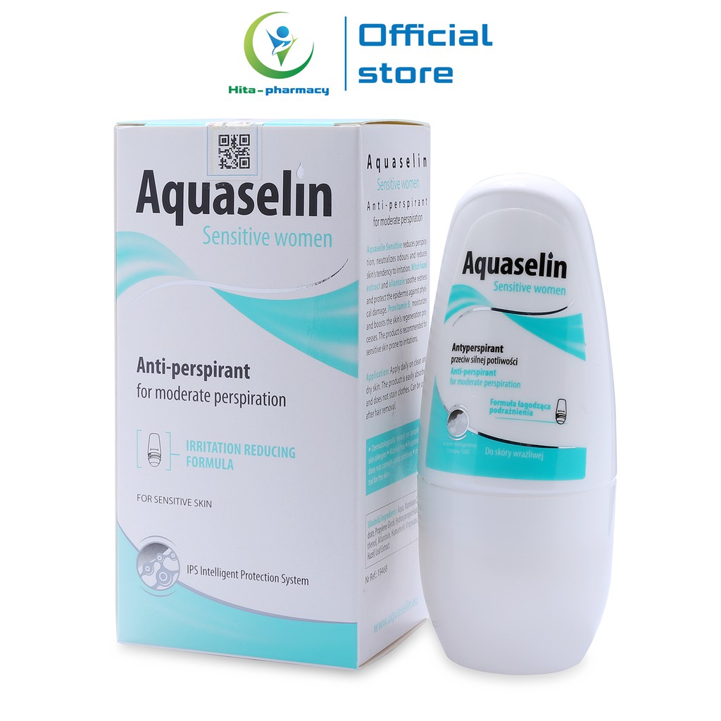 Lăn khử mùi Aquaselin Sensitive Women dành cho nữ mồ hôi nhẹ Chai 50ml