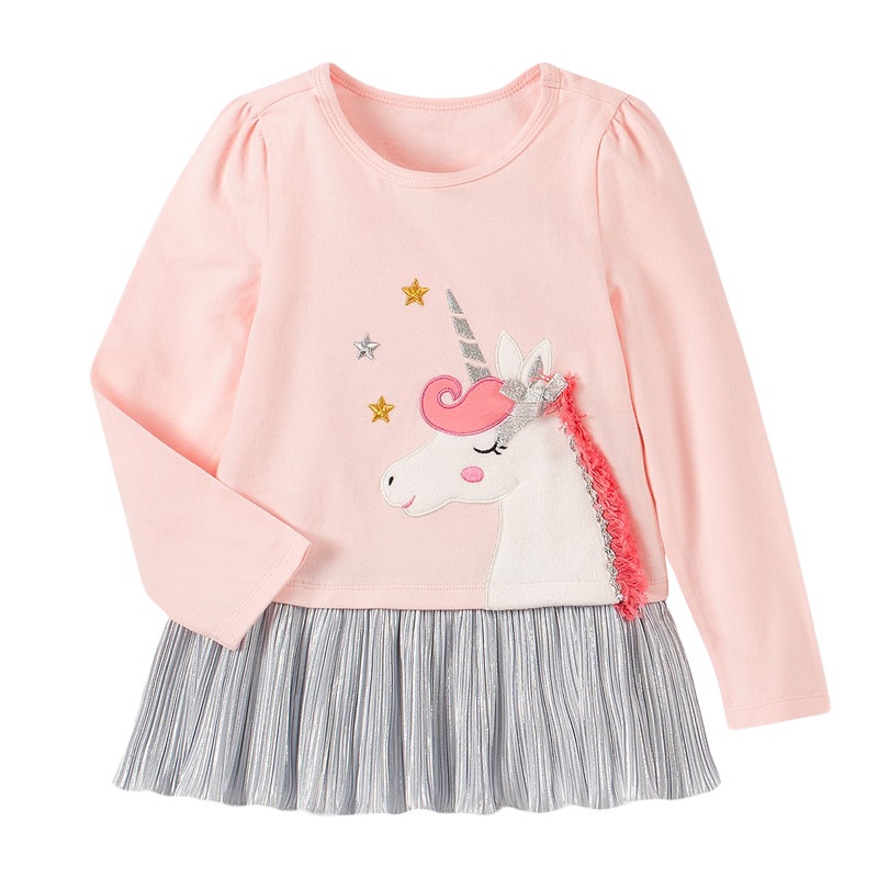 Mã S1581 váy ngựa pony- kì lân hồng siêu đẹp phối chân váy ánh nhũ sáng nổi bật của Litte maven