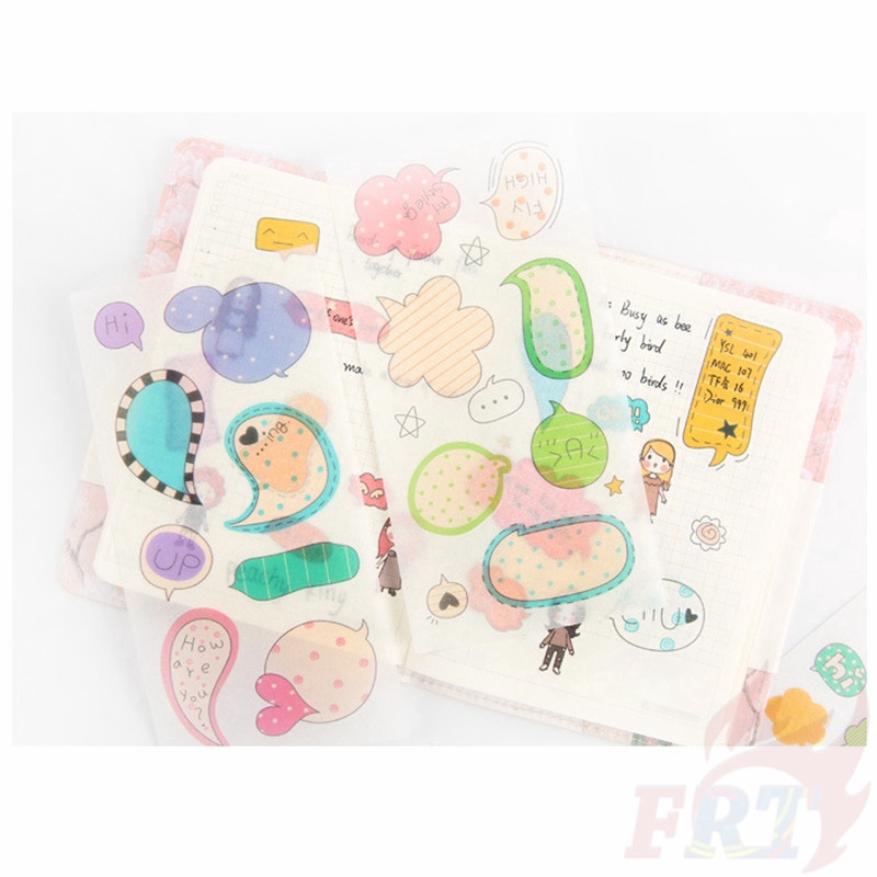 &gt; Ready Stock &lt; ❉ Dialog Giấy và decal dán tường ❉6Sheet/Set DIY Diary Scrapbooking Decals Stickers