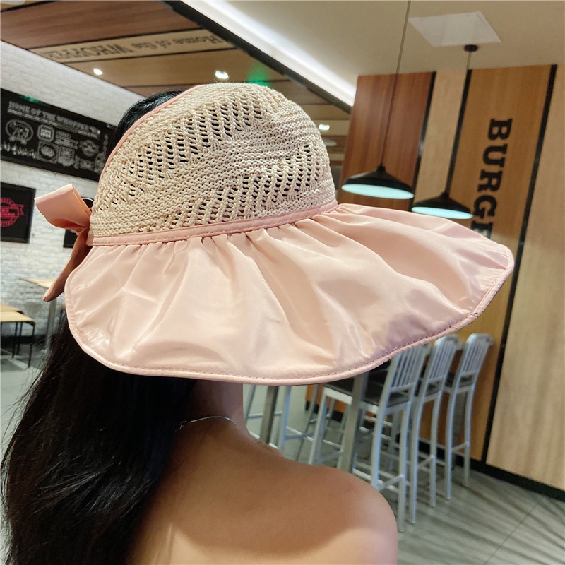 Nón rộng vành hở chóp chống tia UV chống nắng thoáng khí thời trang đi biển mùa hè phong cách Nhật Bản dành cho nữ