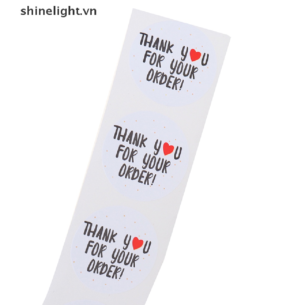 [shinelight] Set 500 Miếng Dán Tròn Cảm Ơn Bạn Cho Đặt Hàng Hóa Trái Tim Cảm Ơn [VN]