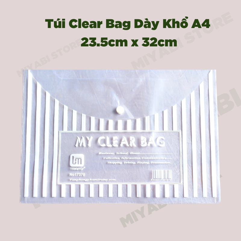 Bìa đựng tài liệu văn phòng phẩm giá sỉ A4 my clear bag  trong suốt - Túi đựng tài liệu giấy a4 - MIYABI