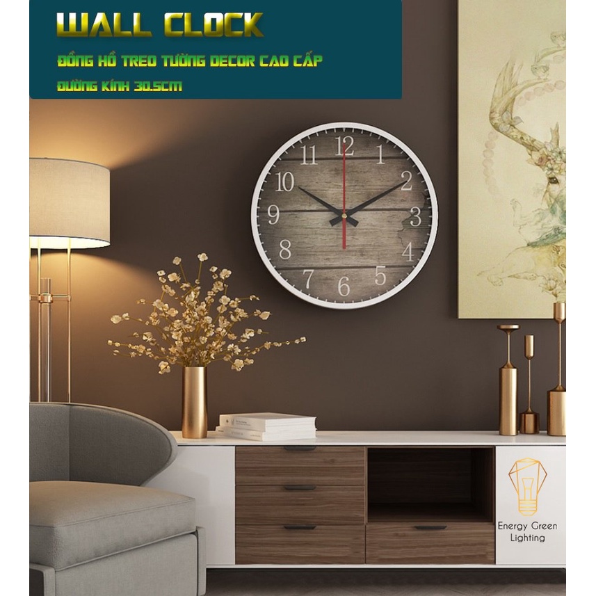 Đồng Hồ Treo Tường Energy Green Lighting DH-9211 - Decor Phong Cách Vintage , Cổ Điển - Đường Kính 30.5CM