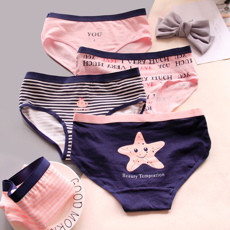 Quần lót nữ cotton hoạ tiết dễ thương D008