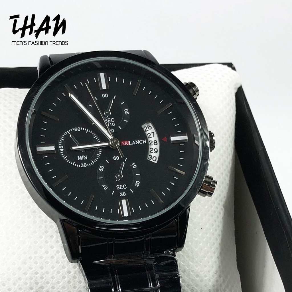 Đồng Hồ Nam Arlanch Dây Thép Đen Phong Cách Doanh Nhân Sang Trọng, Có Lịch Ngày, Kính cường lực chống xước - Tặng hộp | BigBuy360 - bigbuy360.vn
