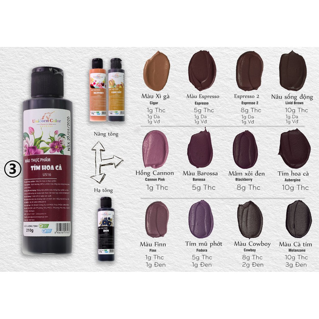Màu thực phẩm 210g - Tím hoa cà MS03  - Unicorn color