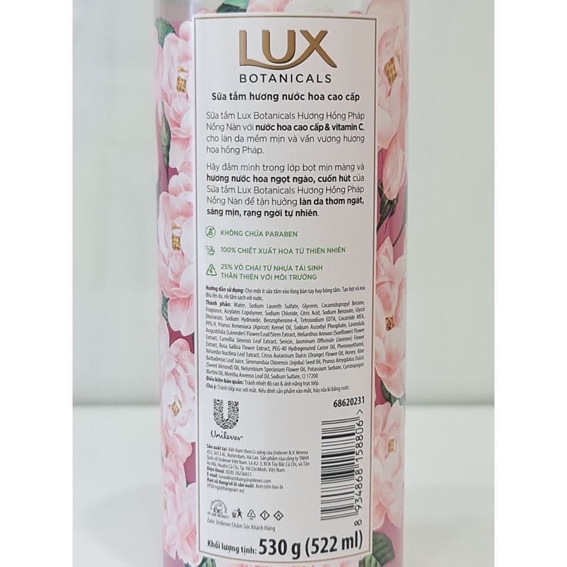 Sữa Tắm Hương Nước Hoa Lux Botanicals 530G Mới