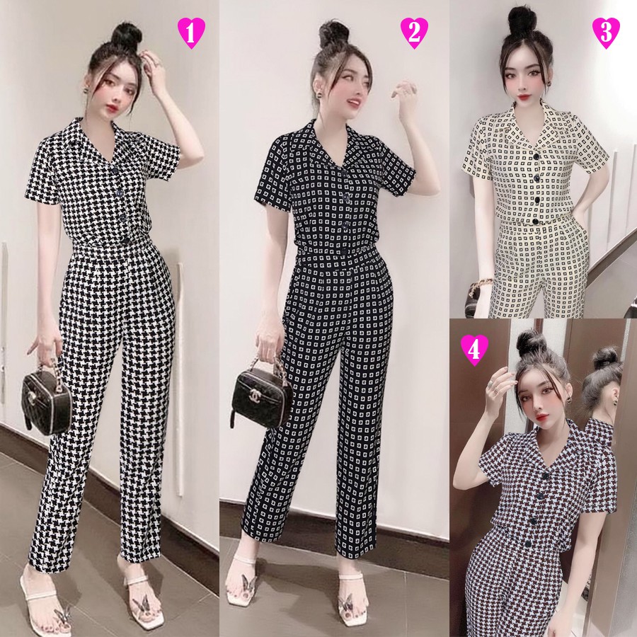 Đồ Bộ Nữ Cao Cấp 💕FREESHIP💕 Set nguyên bộ áo tay ngắn quần dài họa tiết xinh xắn TJ1112