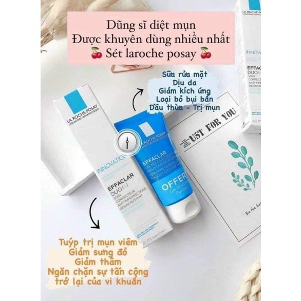 ❄️❄️SET KEM DƯỠNG DA TRỊ MỤN LA ROCHE -POSAY DUO kèm sữa rửa mặt