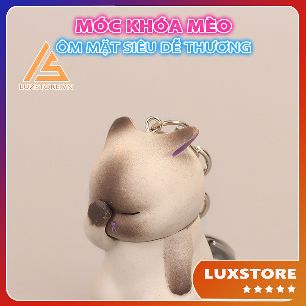 MÓC KHÓA MÈO ÔM MẶT SIÊU DỄ THƯƠNG MÓC CẶP BA LÔ TÚI XÁCH – LUXSTORE